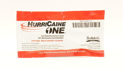 Beutlich HurriCaine 1 Unit Dose Non-Aerosol Spray 20% Benzocaine Oral Anesthetic